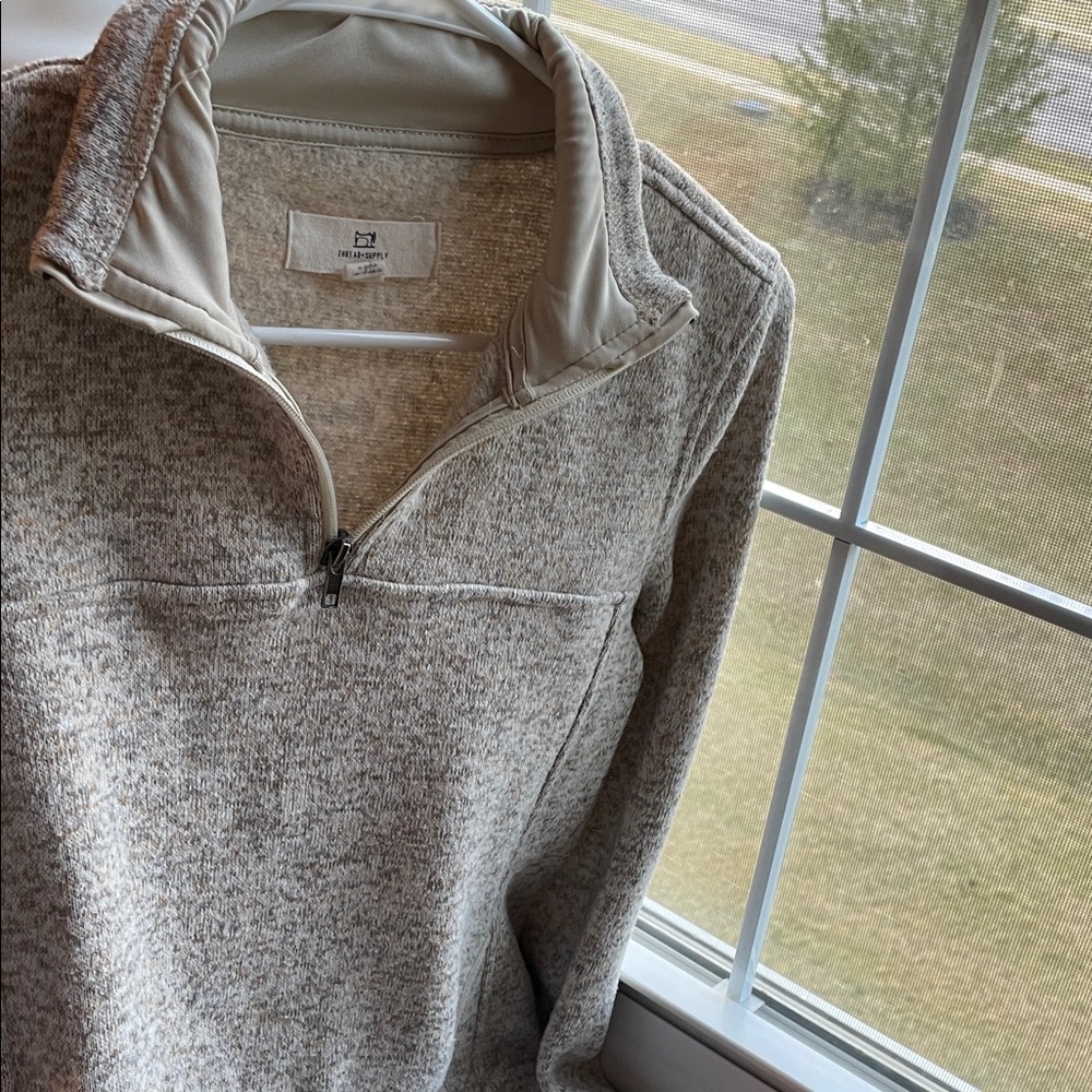 Thread & Supply Cream Quarter-Zip Jacket
